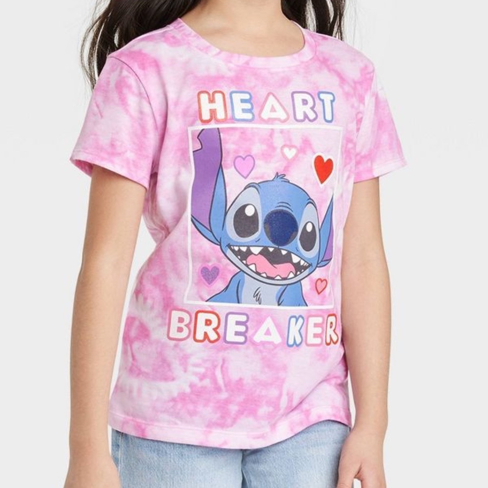 Girls' Disney Lilo & Stitch Heartbreaker Valentine's Day Graphic T-shirt NWT